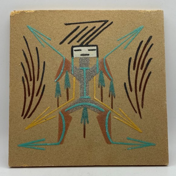 VINTAGE big Thunder Navajo Sand Painting